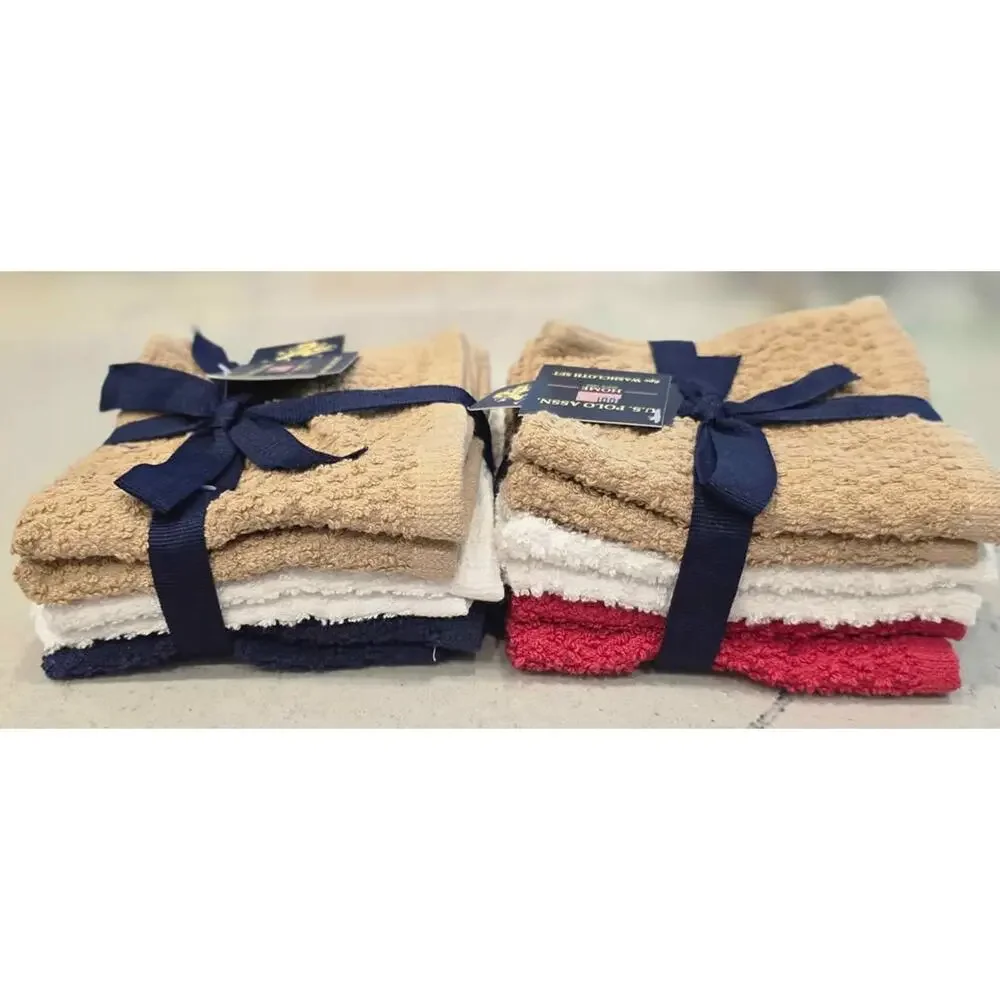 NWT Qty 2 - 100% cotton U.S. Polo Assn. 6pc Washcloth Set (total of 12pcs)